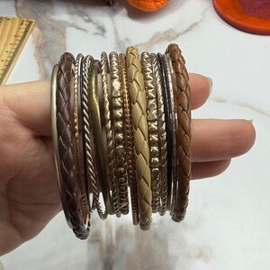 Brown and Gold Bangle Bracelet Set